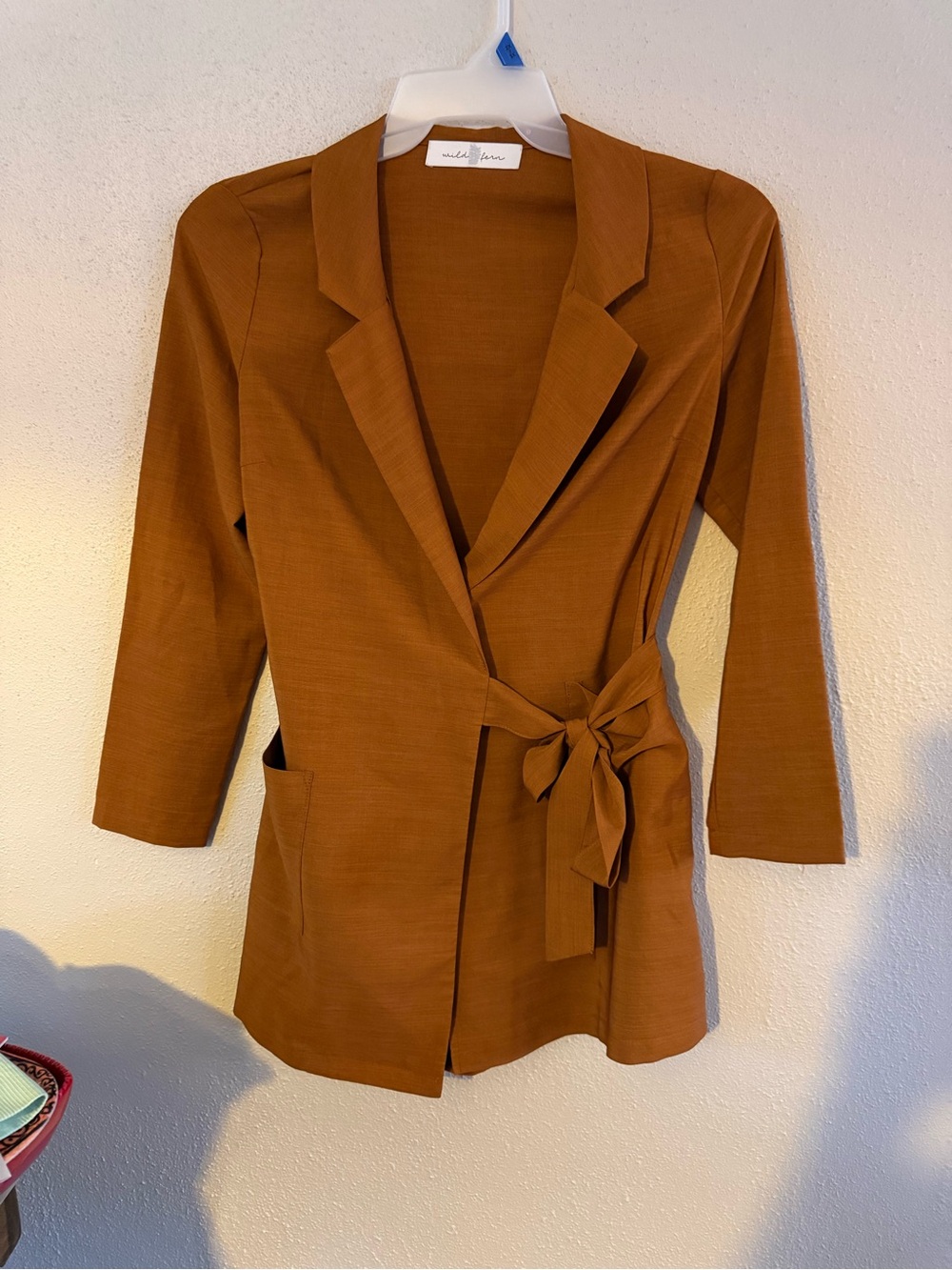 (S) Wild Fern Rust Tie-Waist Blazer/romper